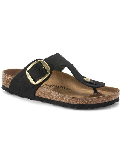 Gizeh Big Buckle Nubuck Leather Flip Flop Black - BIRKENSTOCK - BALAAN 2