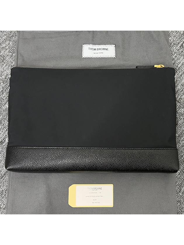 Nylon Large Zip Pouch Bag Black - THOM BROWNE - BALAAN 5