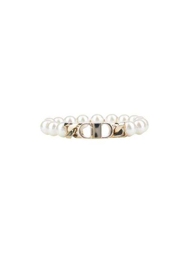 CD Crystal Pearls Gold Finish Brass Bracelet White - DIOR - BALAAN 1