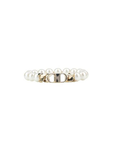 CD Crystal Pearls Gold Finish Brass Bracelet White - DIOR - BALAAN 1