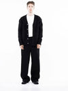 Men s M243OT01BK Dense Hachi Wool Blended Y neck Knit Cardigan Black - CHANCE'S NOI - BALAAN 5