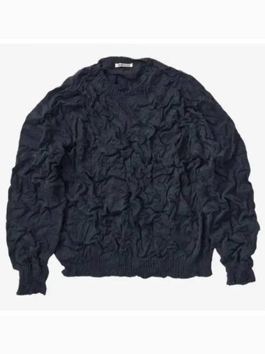 24 WRINKLED DRY COTTON KNIT P O DARK NAVY A24SP02CS Wrinkle pullover - AURALEE - BALAAN 1