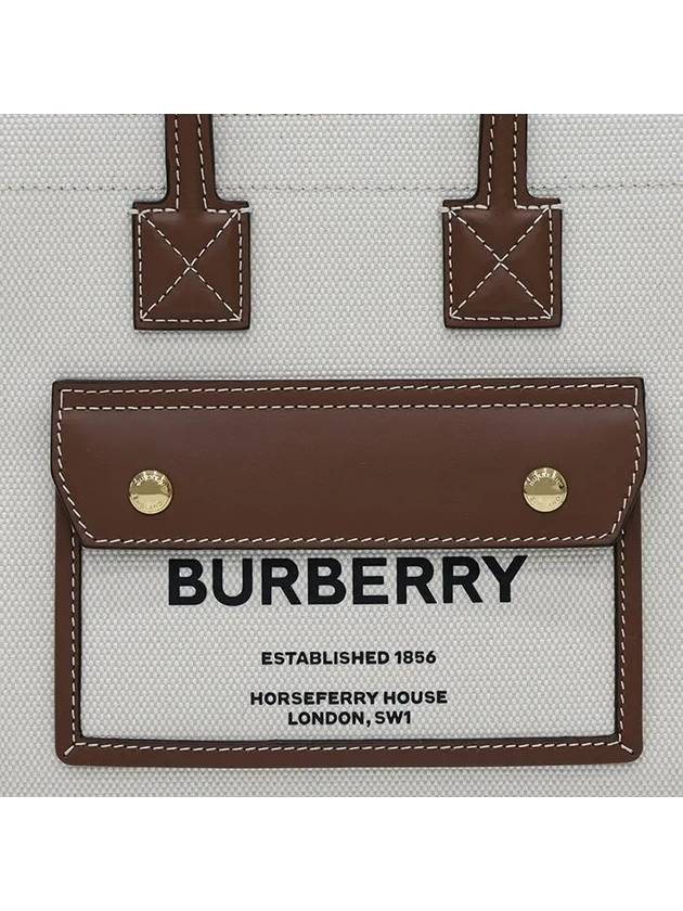 Mini Two-Tone Canvas and Leather Freya Tote Bag Natural Tan - BURBERRY - BALAAN 3