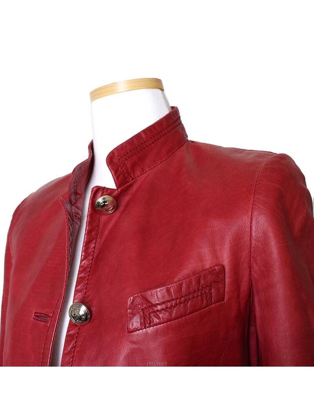 Three strip chain red leather jacket Domestic 44 - GUCCI - BALAAN 4