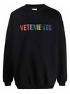 Crystal Logo Crew Neck Sweatshirt Black - VETEMENTS - BALAAN 7