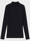 Multi-Ribbed Mock Neck Long Sleeve T-Shirt Black - NOIRER FOR WOMEN - BALAAN 3