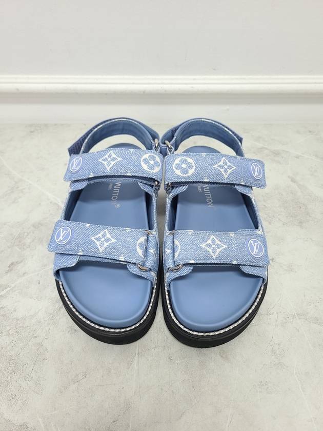 Monogram Paseo Velcro Denim Flat Sandals 37 - LOUIS VUITTON - BALAAN 5