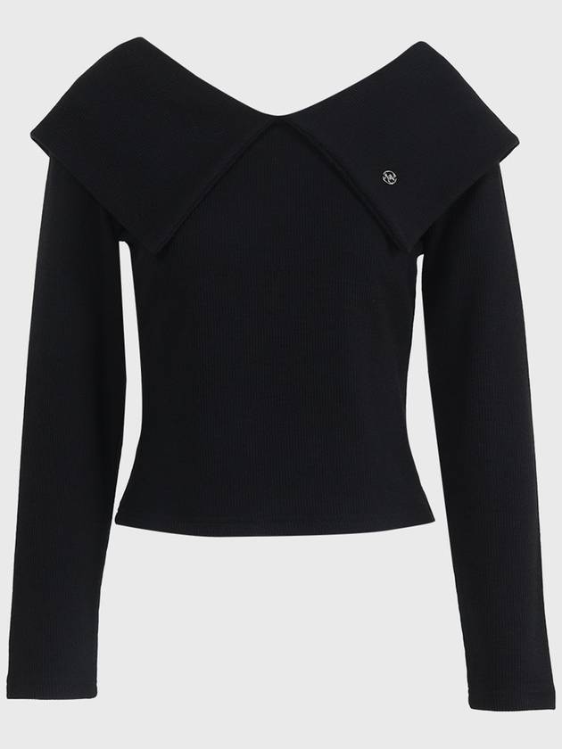 Daylily Big Collar Long Sleeve T-Shirt Black - MICANE - BALAAN 9