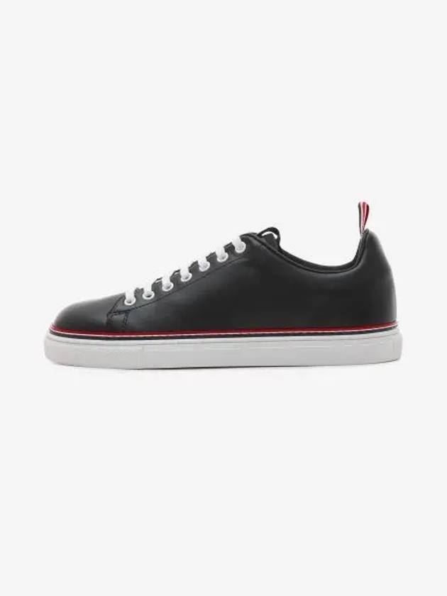 Tennis Vitello Calf Leather Low Top Sneakers Black - THOM BROWNE - BALAAN 2