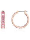 Matrix Baguette Cut Hoop Earrings Rose Gold Pink - SWAROVSKI - BALAAN 5