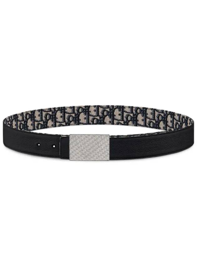 Oblique Square Buckle Reversible Belt Black Beige - DIOR - BALAAN 3