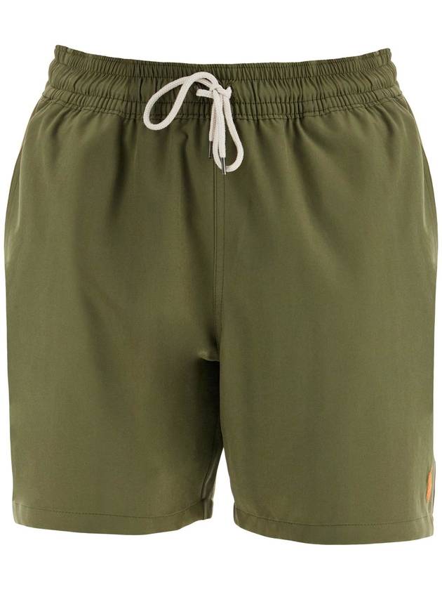 olive green swim trunks in recycled polyester with embroidered logo - POLO RALPH LAUREN - BALAAN 1