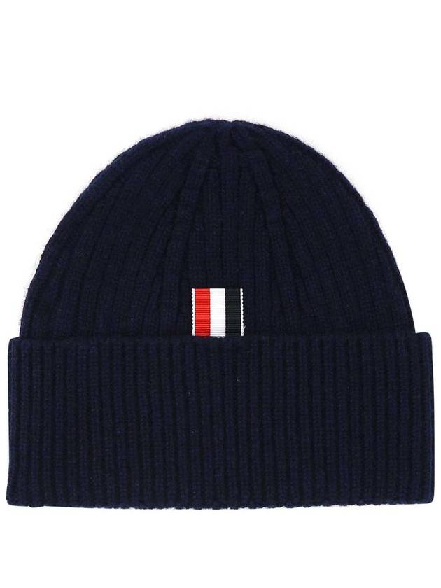 4 Bar Stripe Cashmere Beanie Navy - THOM BROWNE - BALAAN 3