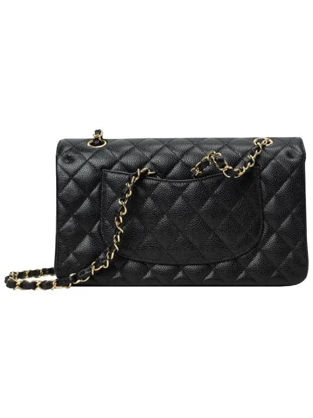 Medium Classic Shoulder Bag Grained Calfskin Gold Black - CHANEL - BALAAN 5