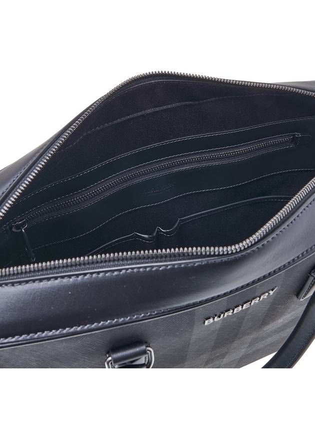 Check Print Leather Brief Case Charcoal - BURBERRY - BALAAN 10