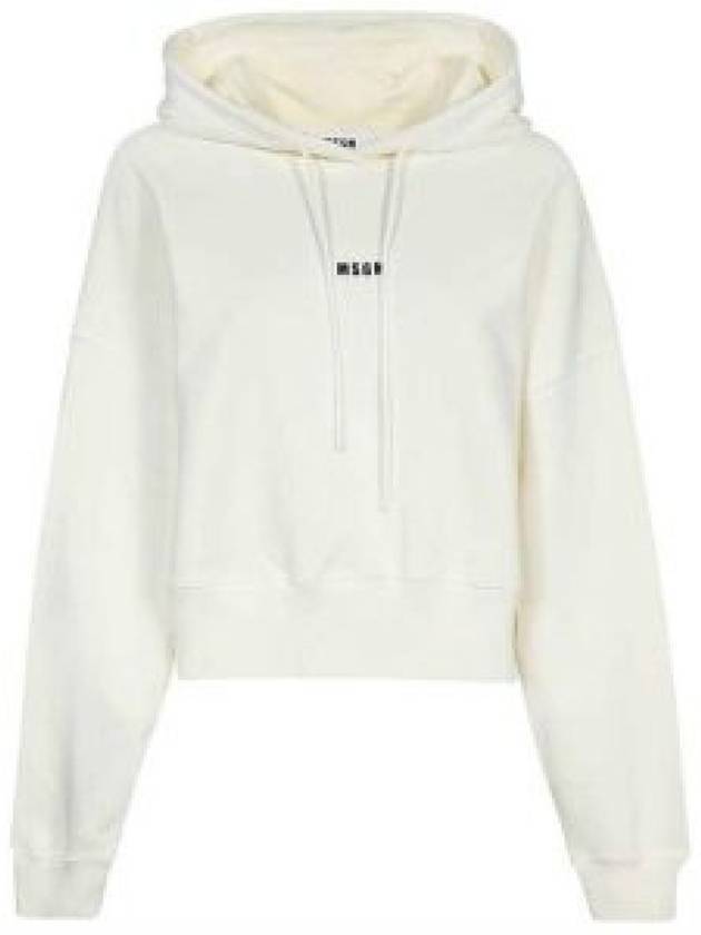 Micro Logo Print Cotton Hoodie Ivory - MSGM - BALAAN 2