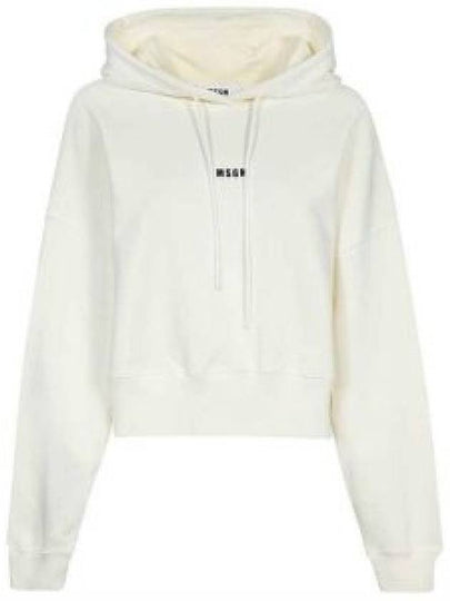 Micro Logo Print Cotton Hoodie Ivory - MSGM - BALAAN 2