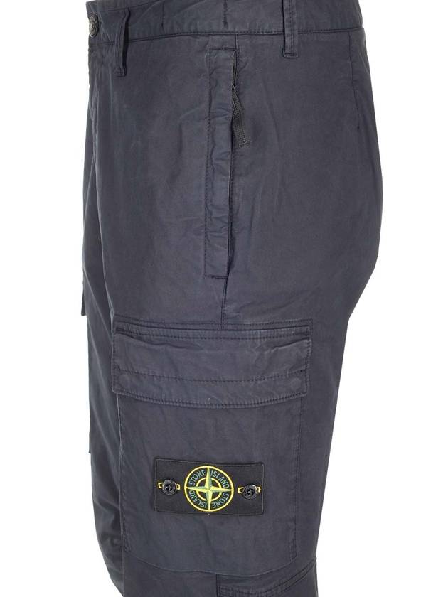 Stretch Cotton Gabardine Garment Dyed Cargo Straight Pants Navy - STONE ISLAND - BALAAN 4