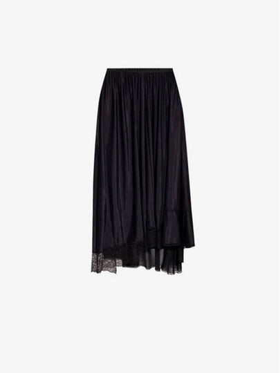 Lace Trimmed A-Line Skirt Black - BALENCIAGA - BALAAN 2