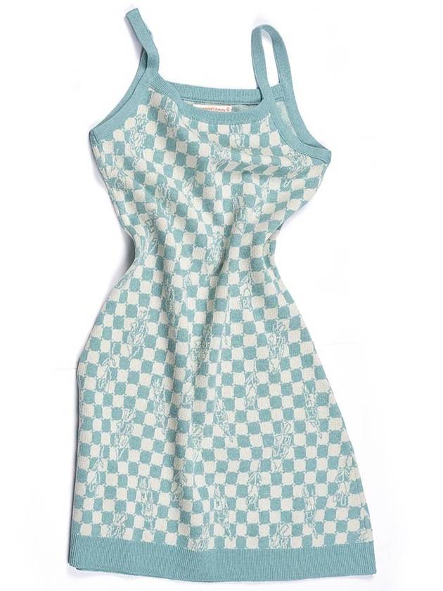 Women's Checkerboard Optical Illusion Sleeveless Knit Dress MintI4SO01MT - IOEDLE - BALAAN 1