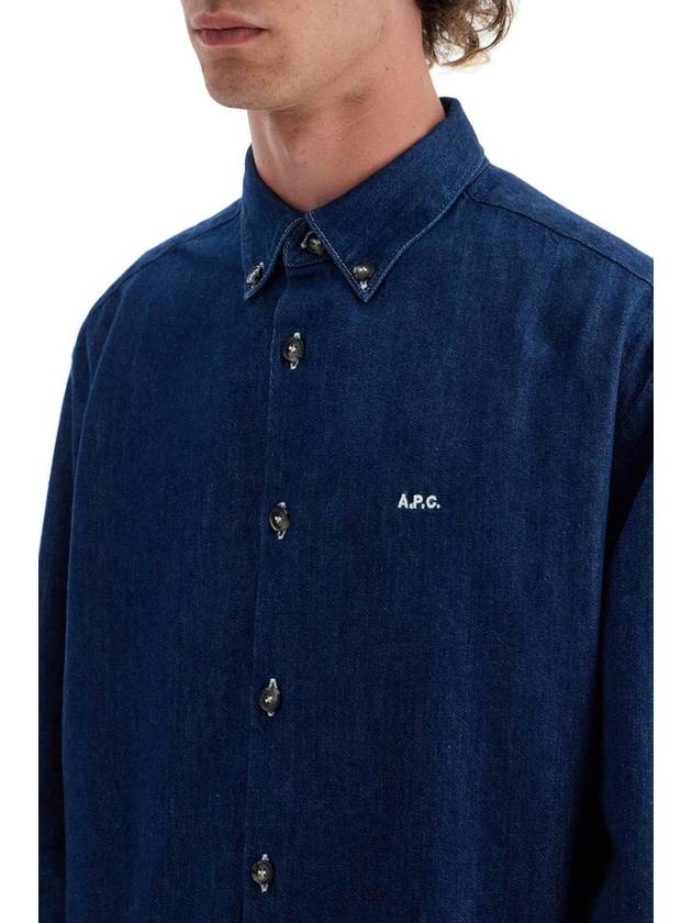 Mathias Embroidered Logo Long Sleeve Shirt Dark Blue - A.P.C. - BALAAN 8