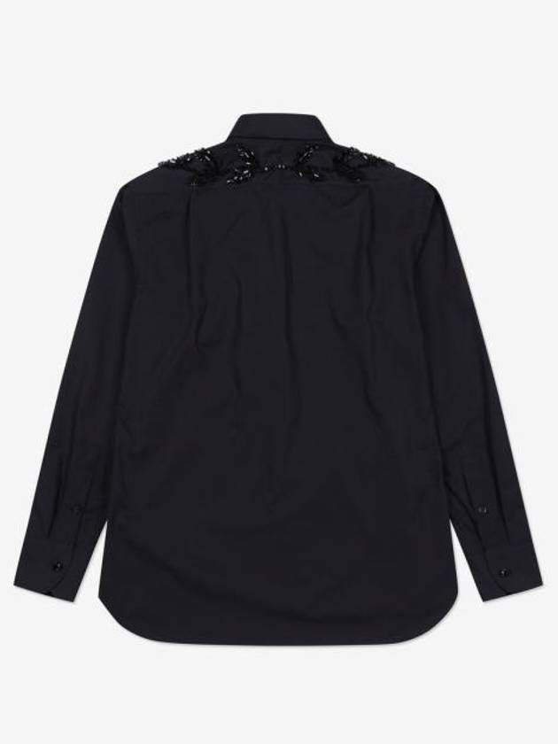 Crystal Oak Leaf Long Sleeve Shirt Black - BURBERRY - BALAAN 3