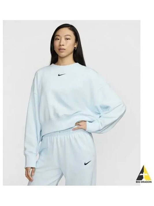 Sportswear Phoenix Fleece Oversized Crew Neck French Terry Sweatshirt W Glacier Blue Black FZ6810 474 - NIKE - BALAAN 1