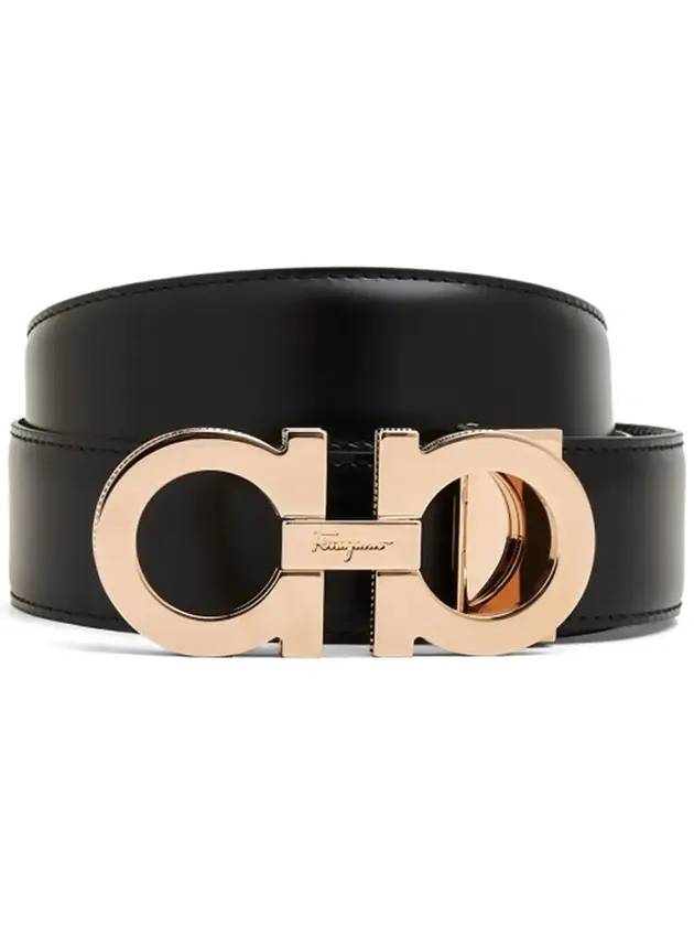 Reversible Gancini Leather Belt Black - SALVATORE FERRAGAMO - BALAAN 2