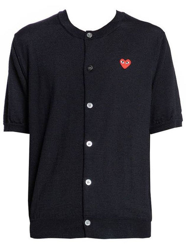 Heart Wappen Short Sleeve Wool Knit Top Black - COMME DES GARCONS - BALAAN 1