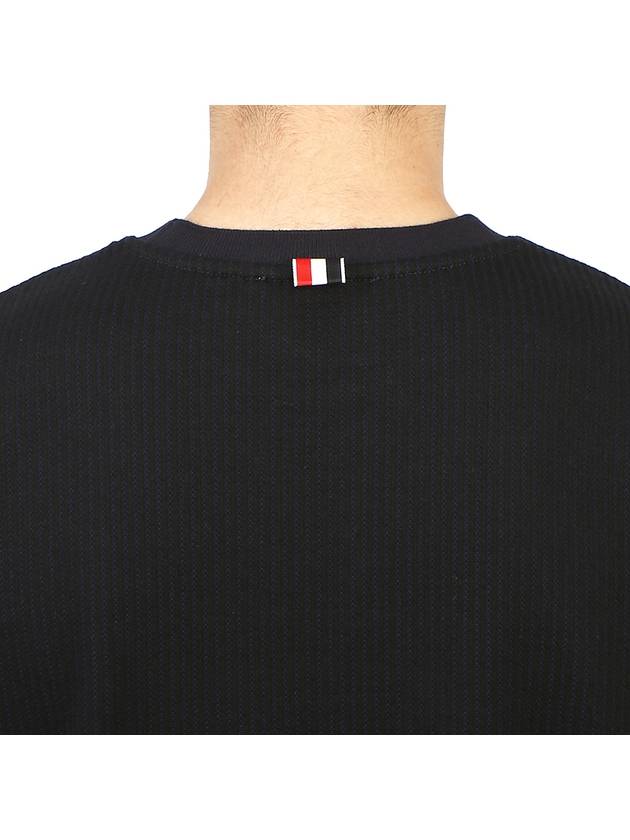 Seersucker Loopback 4 Bar Crew Neck Sweatshirt Navy - THOM BROWNE - BALAAN 10