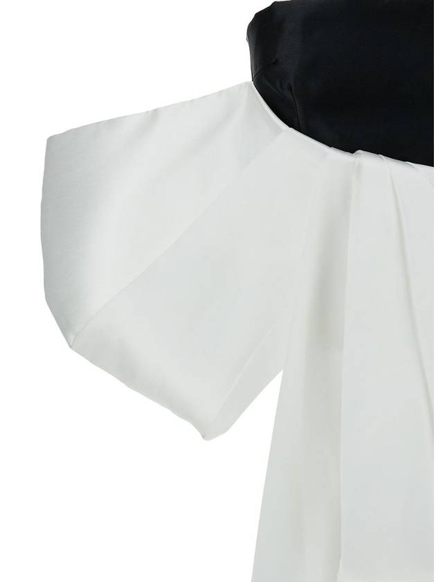 'Nadina' Black And White Top With Bow Detail In Silk Woman - SOLACE LONDON - BALAAN 3