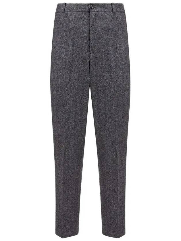 Wool Blend Straight Pants Dark Grey - MONCLER - BALAAN 2