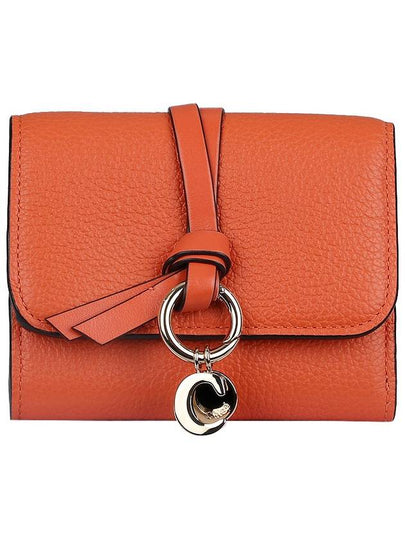 Alphabet Grain Leather Flap Small Half Wallet Orange - CHLOE - BALAAN 2