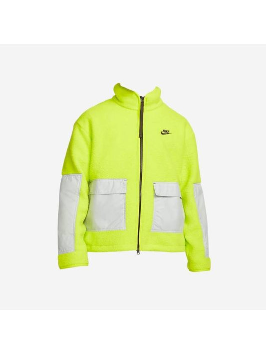 NSW Essential Sherpa Fleece Zip-Up Jacket Poison Green - NIKE - BALAAN 1