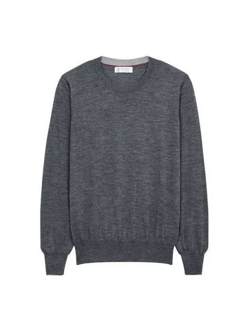 Men s Cashmere Wool Crew Neck Pullover Dark Gray 271800 - BRUNELLO CUCINELLI - BALAAN 1