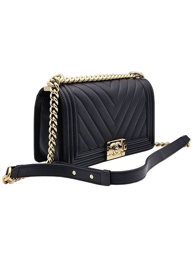 Chanel A67086 Black Calfskin Gold Boy Medium Flap Shoulder Bag 23rd - CHANEL - BALAAN 3