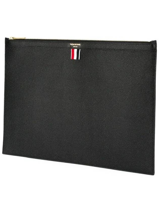 Pebble Grain Leather Large Zipper Laptop Holder Black - THOM BROWNE - BALAAN 4