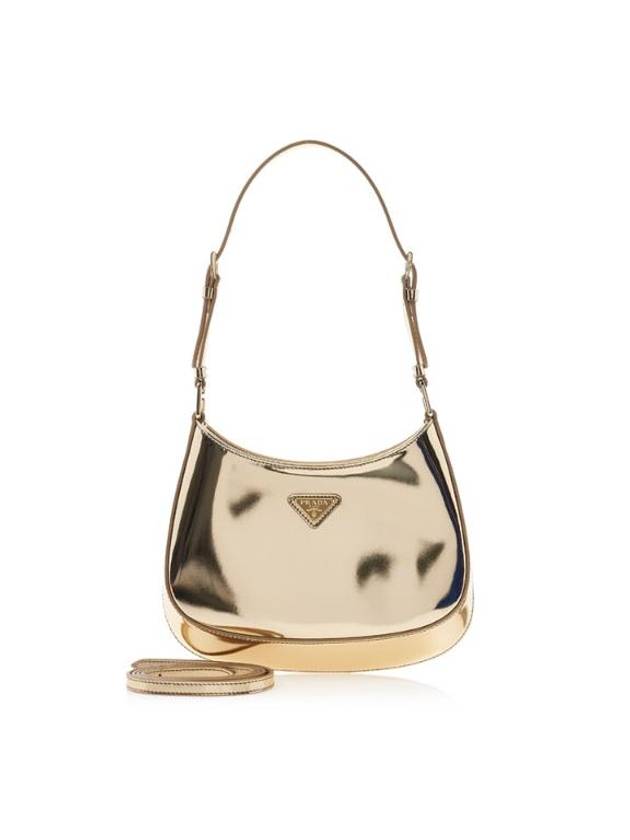 Cleo Brushed Shoulder Bag Gold - PRADA - BALAAN 1