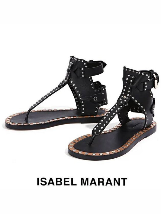 Women's Johanna JOHANNA leather sandals black - ISABEL MARANT - BALAAN.
