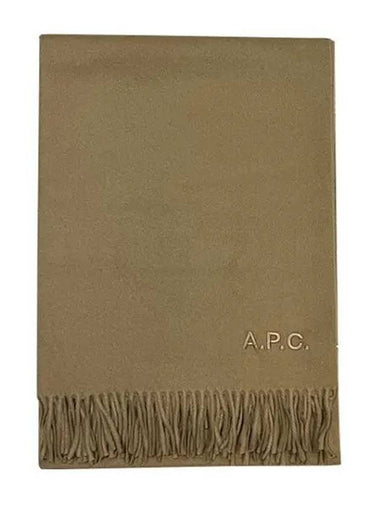 Logo embroidered fringe wool scarf mer 26461986 270805 1100428 - A.P.C. - BALAAN 1