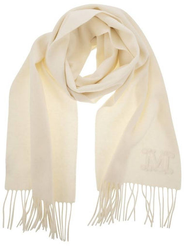 Embroidered Logo Scarf Ivory - MAX MARA - BALAAN 1