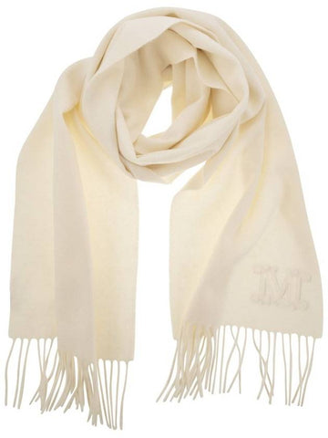 Max Mara logo embroidered fringed edge scarf - MAX MARA - BALAAN 1