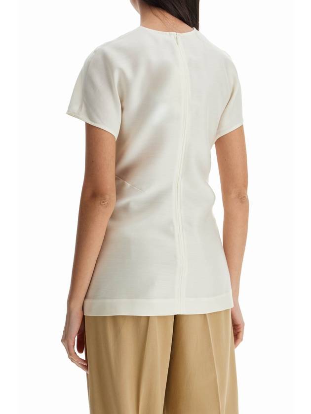 short sleeve wool and silk top in macadamia - TOTEME - BALAAN 3