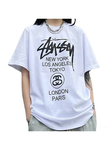 World Tour Short Sleeve T-Shirt White - STUSSY - BALAAN 1