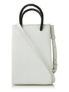 Logo Leather Phone Holder Mini Bag White - BALENCIAGA - BALAAN 4