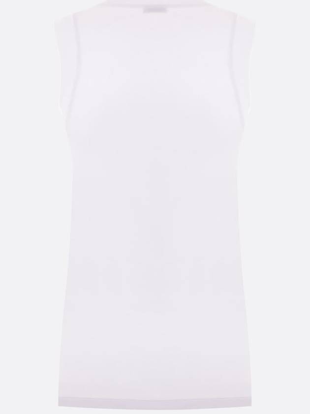 Rhinestone V-neck Sleeveless White - BRUNELLO CUCINELLI - BALAAN 3