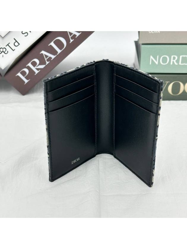 Vertical Half Card Holder Beige And Black  Oblique Jacquard - DIOR - BALAAN 10