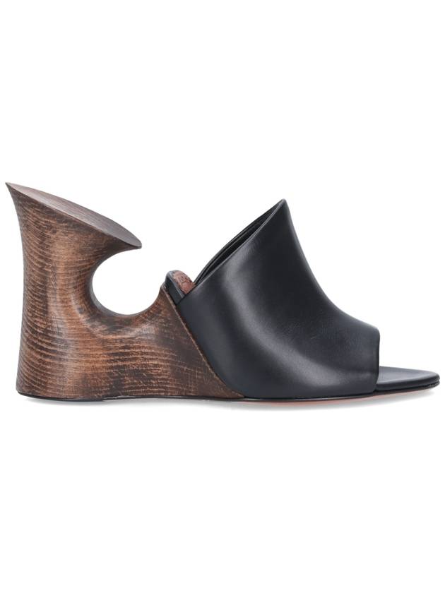 La Sculpture Wood Calfskin Mule Heel Black - ALAIA - BALAAN 2