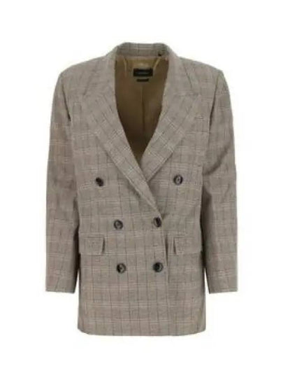 Nevim Check Double Breasted Blazer Jacket Beige - ISABEL MARANT - BALAAN 2