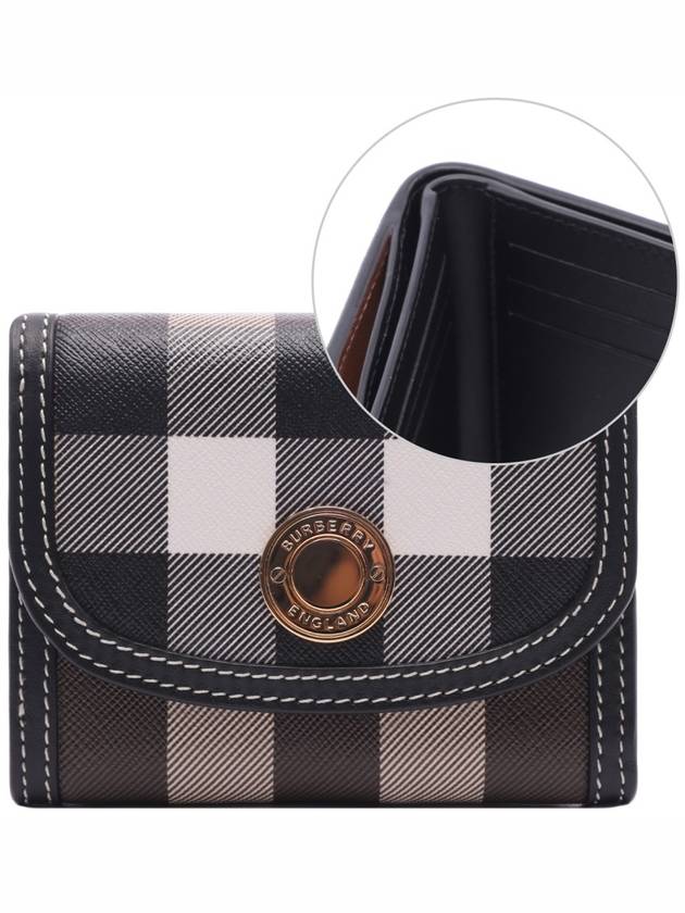 Check Print Leather Half Wallet Brown - BURBERRY - BALAAN 2